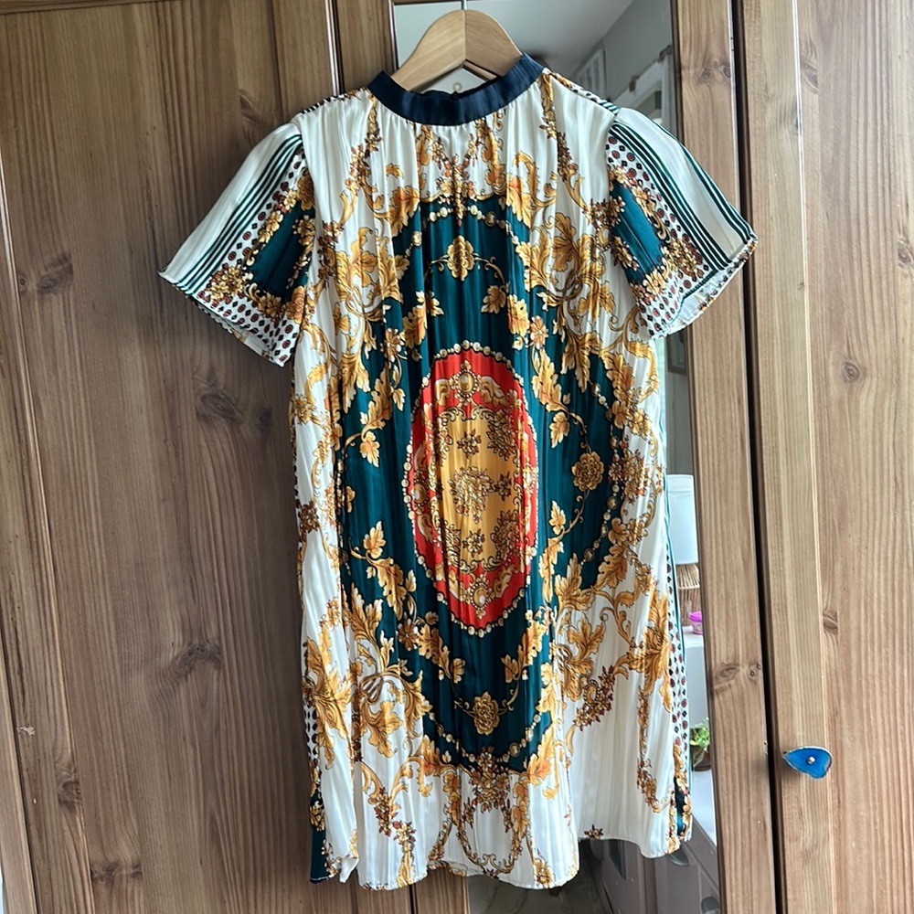 Zara Kids Knee Length Short Sleeve Baroque Printed Dress